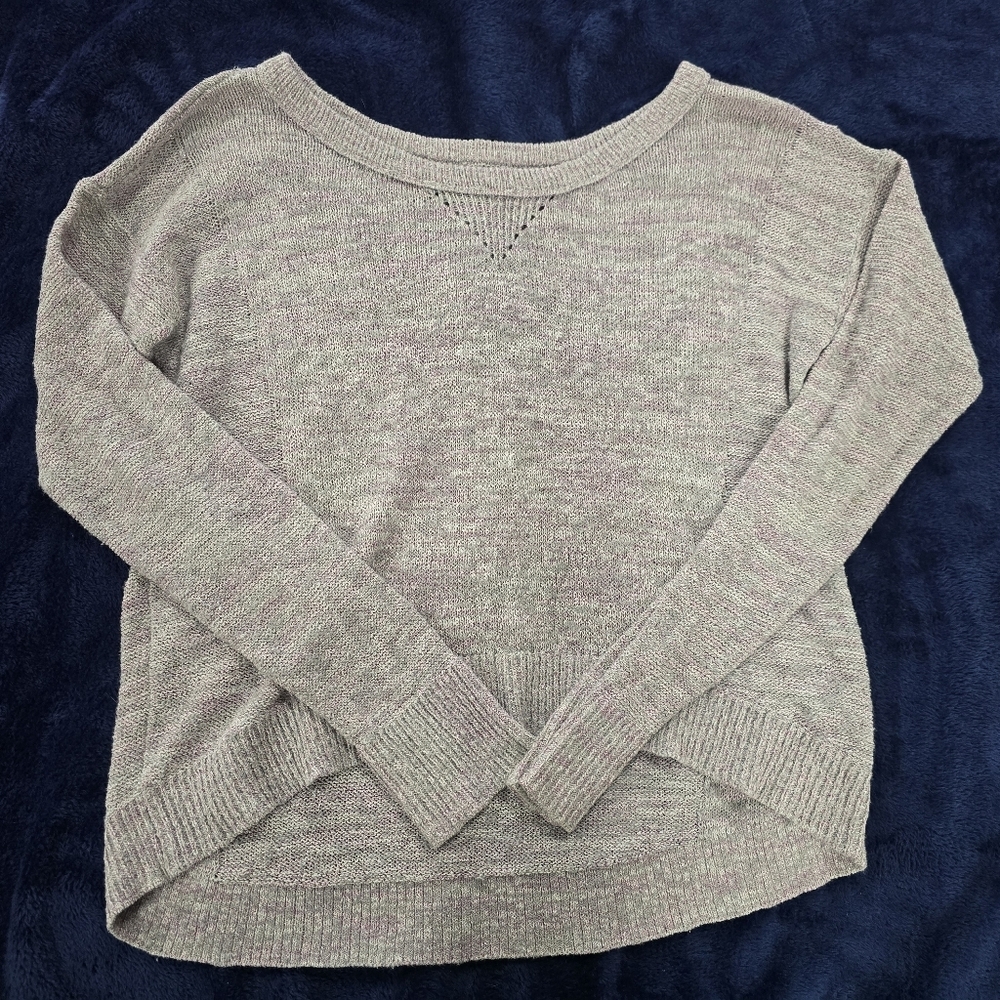 American Eagle Glittery Gray Sweater With Plum Undertones